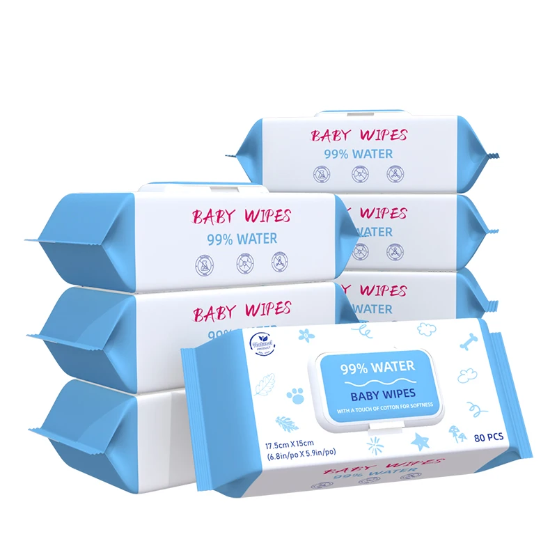Wholesale 99% Pure Water Bamboo Baby Wipes With Kraft Paper Packaging