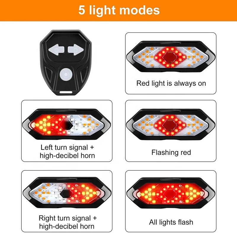 Waterproof MTB Bike accessories Light LED Cycling Bike Rear Turn Signals Rechargeable Bicycle Tail Light With Brake Light