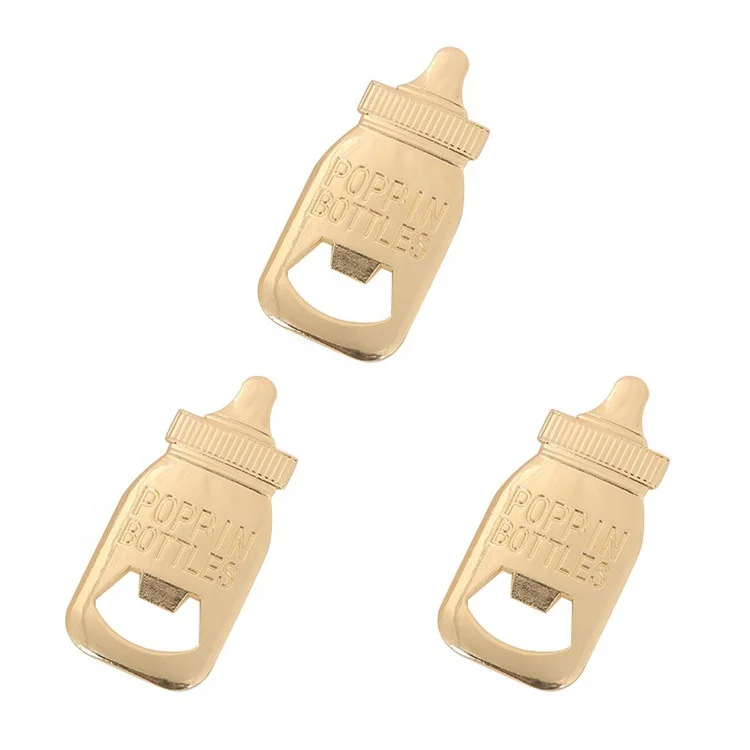 Wedding Supplies Baby Bottle Shape Metal Wine Beer Bottle Opener For Pop Pin Design