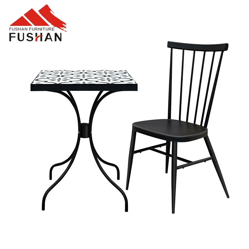 FUSHAN Outdoor Furniture Patio Square Coffee Dining Table Outdoor Ceramic Bistro Table For Aluminum Frame