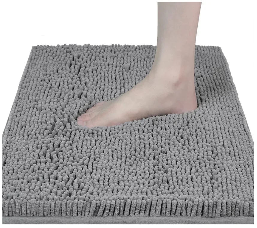 Заводская дешевая Толстая впитывающая микрофибра, синель, противоскользящий мохнатый коврик для ванной, быстро впитывающие коврики для ванной