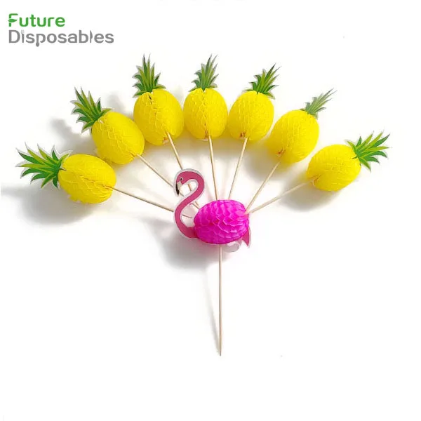 
Cocktail Picks 4.7 Inch Fruit Sticks Bamboo Toothpicks for Luau Hawaii Beach Party Supplies 