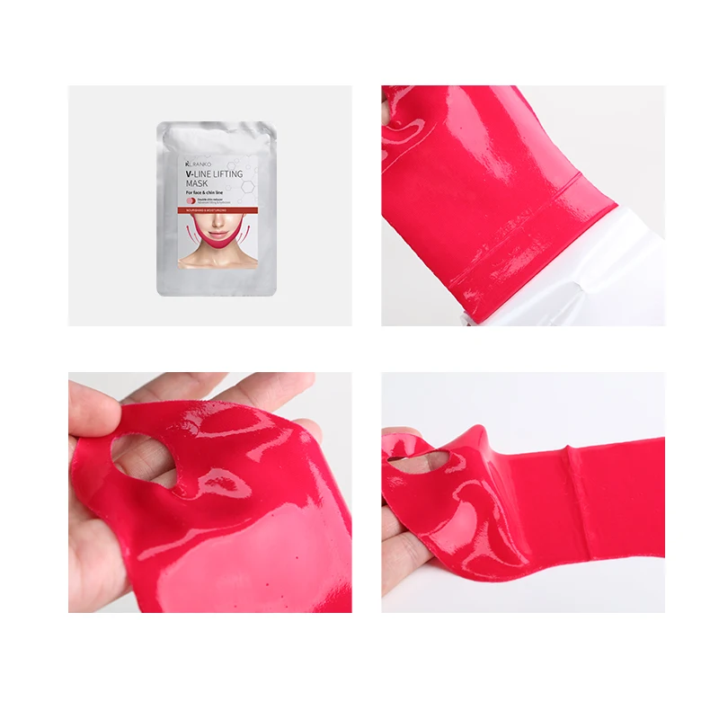 Private Label Skincare Products V Line Double Chin Lifting Hydrogel Collagen Mask Shaped Slimming Face Mask with Hyaluronic Acid