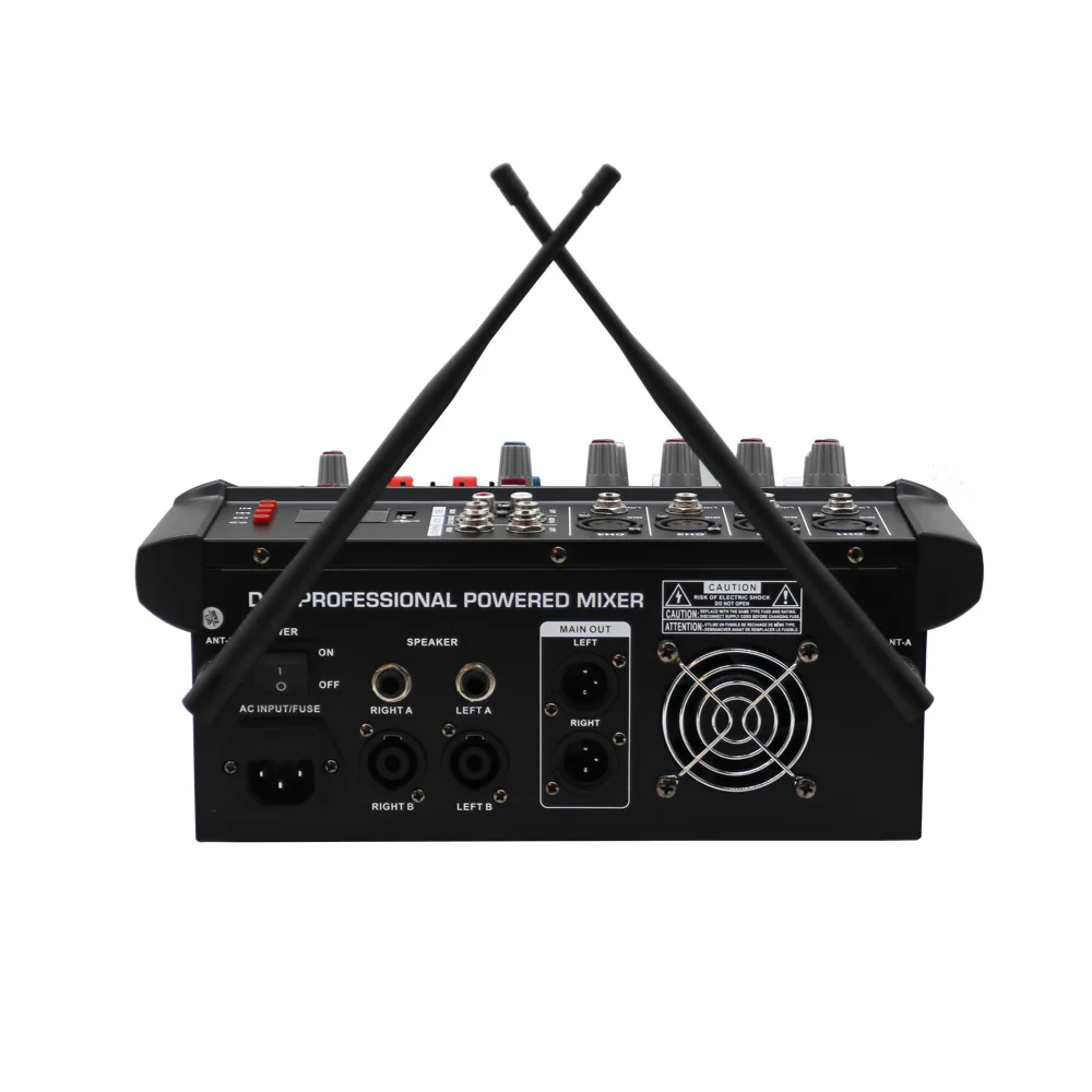 4 channel sound console powered audio mixer interface with recording system 2 wireless microphone