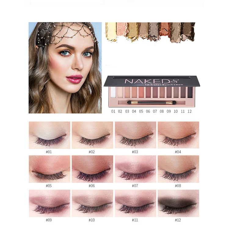 12 color girl nude eyeshadow palette customize with mirror custom eye shadow make up pallet pallet private label