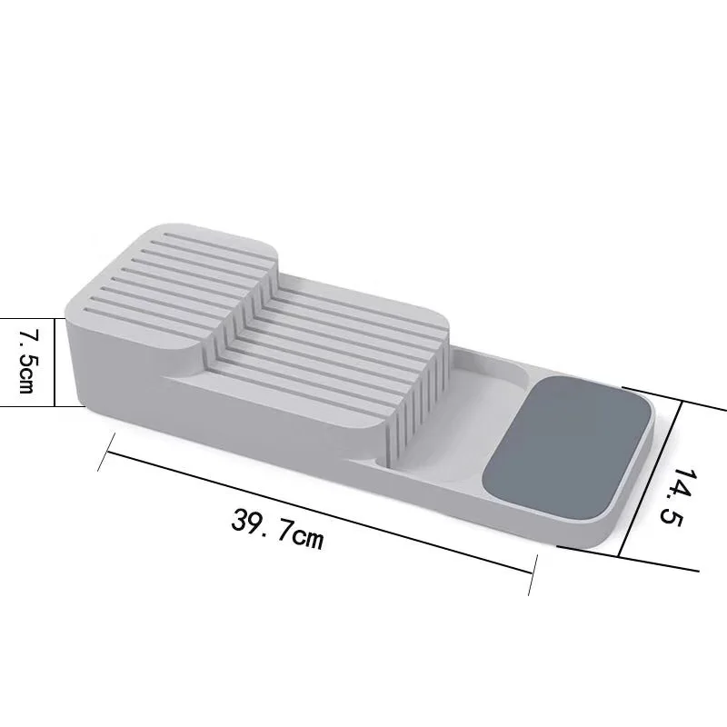 Plastic Drawer Store Knife Organizer Block Holder for Kitchen Knives Storage Organizer Tray, Free Standing Design