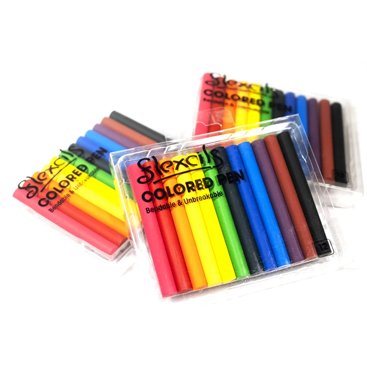 12 Colors Hard Unbreakable 7.5Cm  Round Non Toxic Crayon A Levre Crayons Bulk