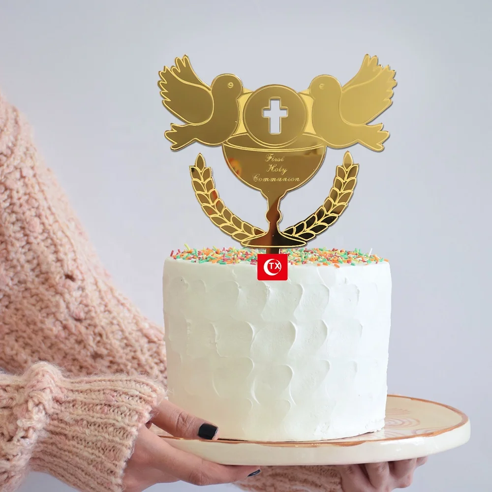 TX IHS First Holy Communion God Bless This Child  Cake Topper For Baby Shower Birthday Wedding Baptism Christening Party Decor