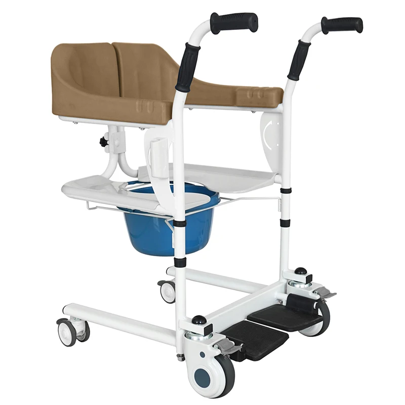 Patient Transfer Lift Adjustable Height Toilet Commode Bath Chair Elderly Disabled Moving Wheelchair commode shower chair