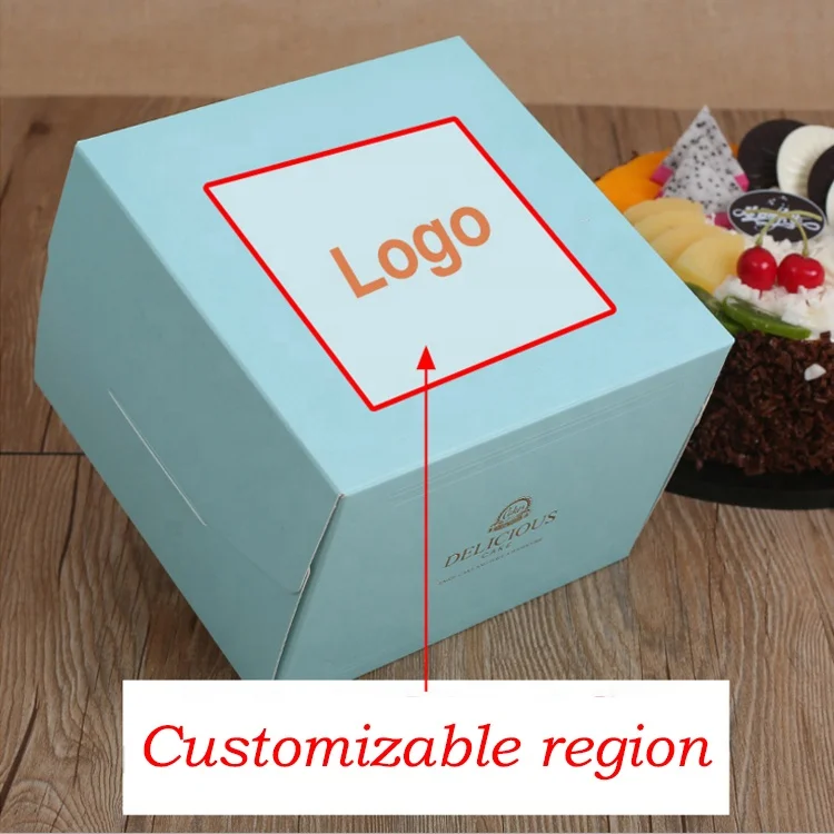 wholesale custom logo cheap foldable PVC window colorful paper cake box with suitable bag for weeding,new year,birthday