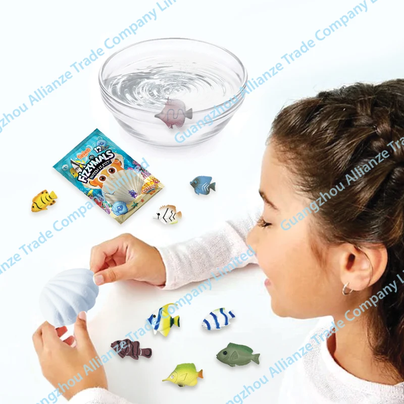 12 Kinds of Classic Funny PVC Marine Fish Toys Shape Style for Unisex Educational Tool Soaked in Water to Melt Wrapped in Shells