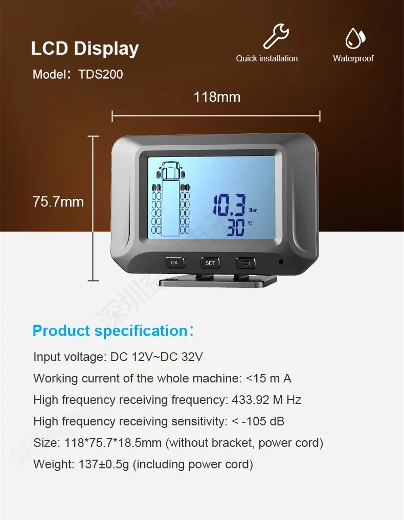 Large Bore 12V1 TPMS External Sensor for OTR Tires Mining Vehicles for CAT for Komatsu Genuine Factory Price