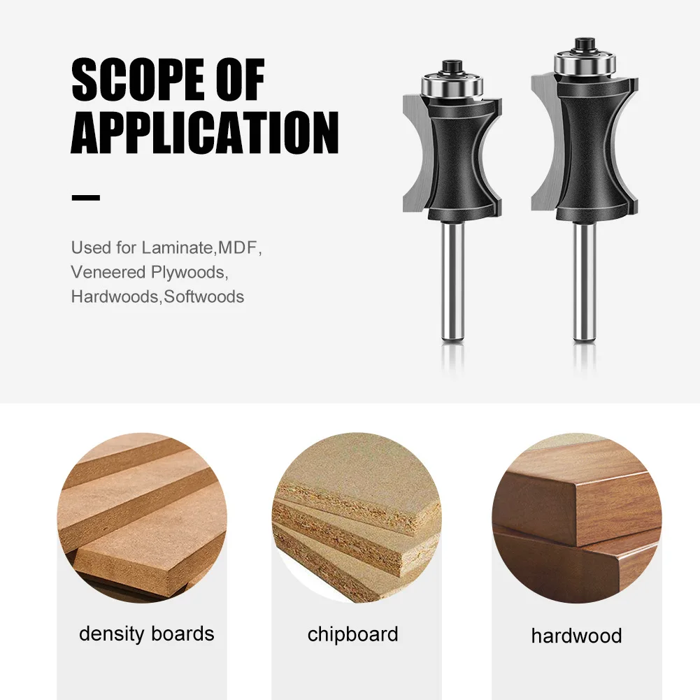 6mm router bits Bull nose radius bit Curved knife cutter  Woodworking Staircase floor knife Router Bits Enclosed bearing rollers