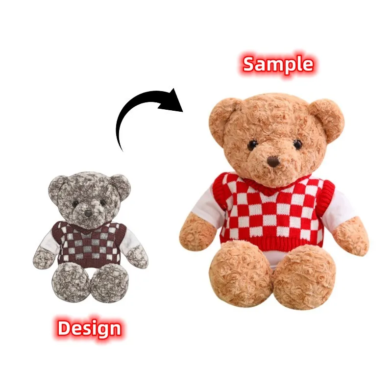 Teddy Bear Wholesale Custom logo Brand Clothes Wholesale Brown Teddy Plush Bear Toy For Kid Gifts