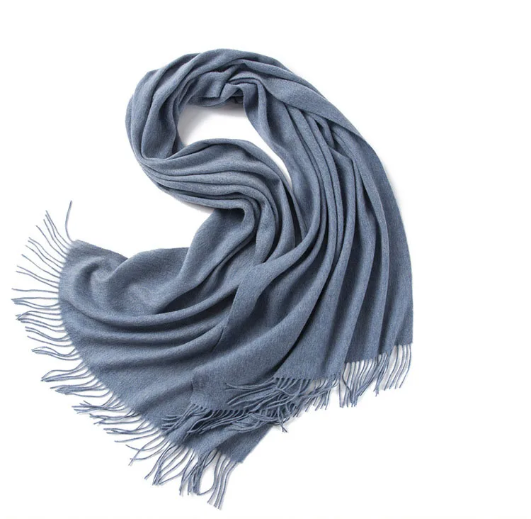 Long Size Solid Color Merino Wool Cashmere Stole Shawls Scarves Khaki Wholesale Soft Women Winter Shawl Women Girl Lady