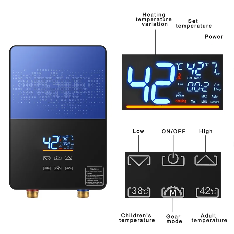 3.5KW-6.5KW 220V 110V High Quality Electric Water Heater for RV Both Shower & Kitchen Instantaneous Hot Water Shower Heater