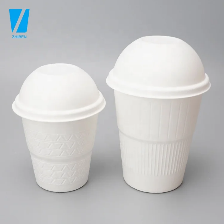 Factory Wholesale Eco Friendly 80mm  90Mm Dome Take Away Sugarcane Pulp 100% Biodegradable Paper Cup Lids  For Tea Coffee