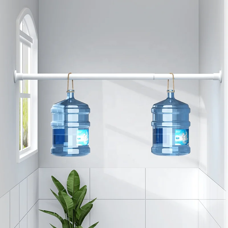 Customizable home bathroom shower curtain rod Adjustable carbon steel spring tension rod