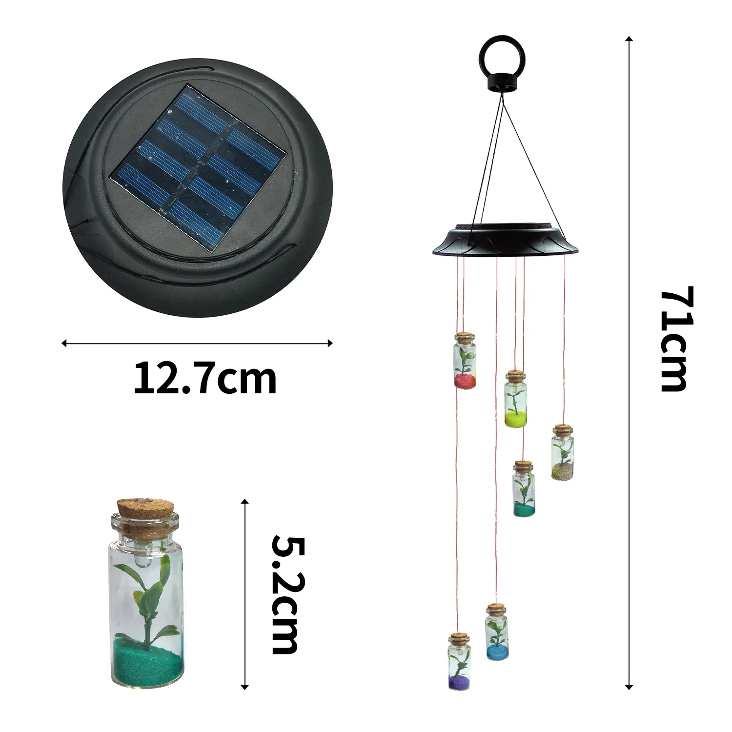 
Wishing Bottle Wind Chimes Solar LED Lights Yard Decorations Garden Decorations Outdoor Solar Lights 