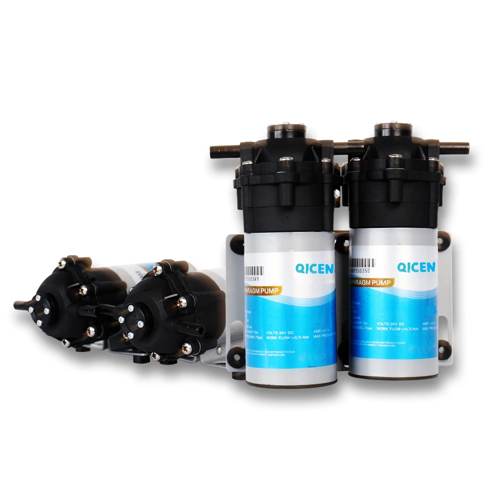 Qicen 150PSI DC 24V 75GPD Diaphragm Ro Booster Pressure Pump For Domestic Water Filter