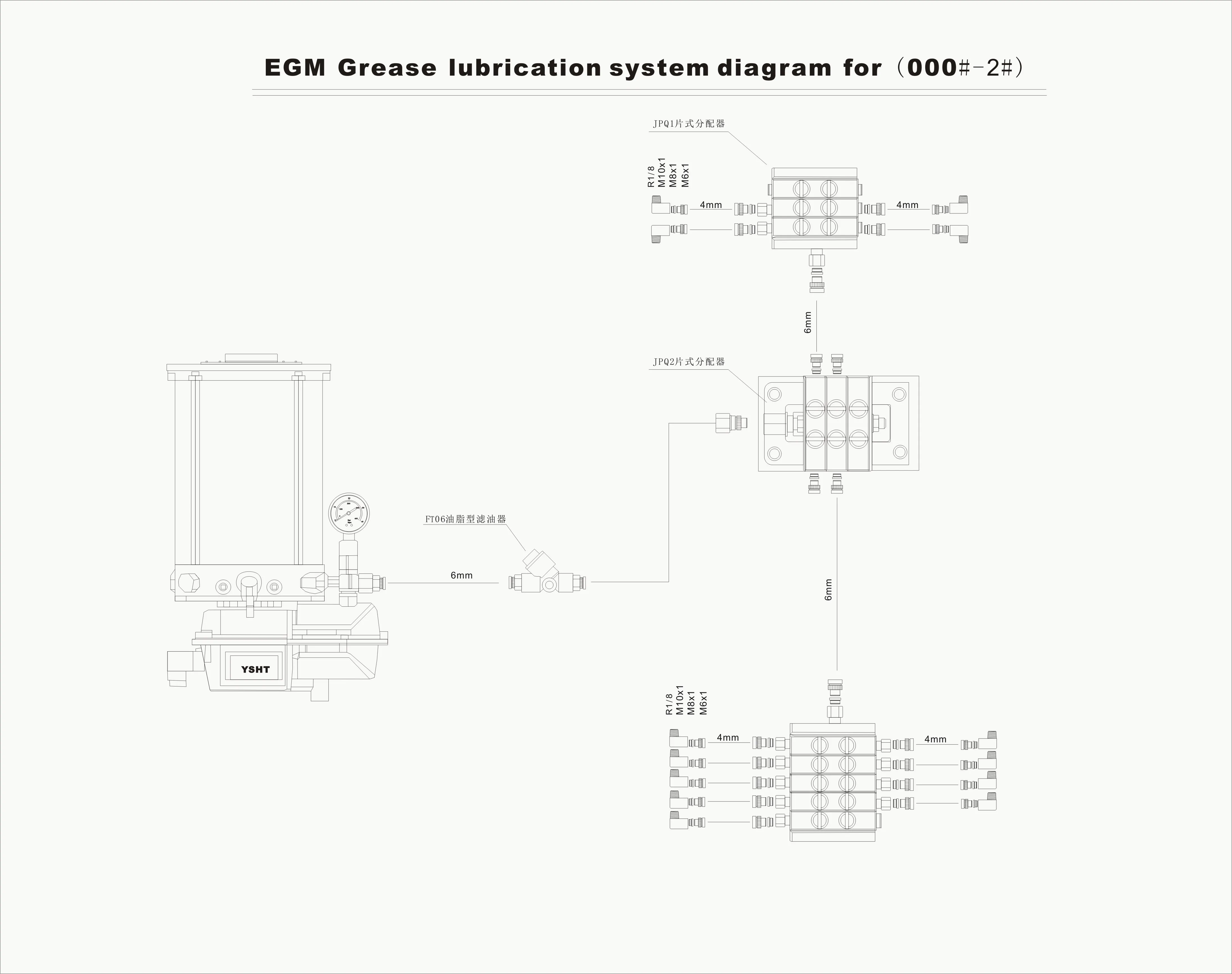 Progressive Feeder Lubricating Grease Distributor Separator Valve 8 outlet JPQ-1000-8 For Lubrication System CNC Machine