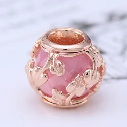 Wholesale Fashion Rose Gold Diamond Charm Pendant Jewelry Fit Pandoraer DIY Bracelet Beads