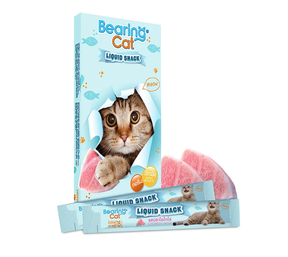 No.1 Cat Liquid Snack of BEARING Cat Salmon Flavor 15 g. per Sachet (11 pcs per pack) Made of Natural Ingredients