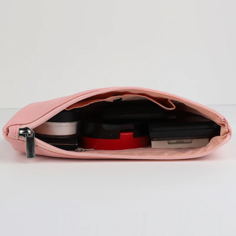 waterproof faux leather personalized vegan pink PU travel toiletry cosmetics bag women makeup
