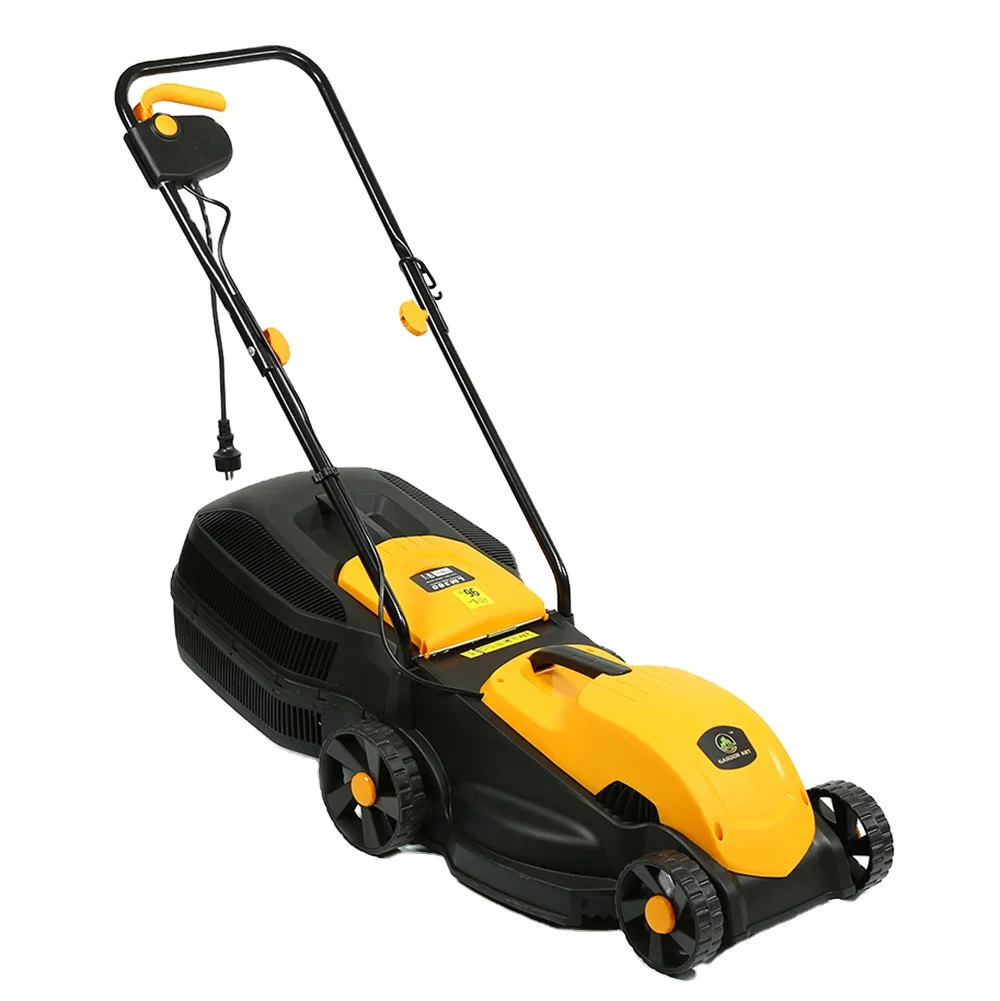 wholesale 1800W plastic yellow color electric switch lawn mower hand push electric motor lawn mower