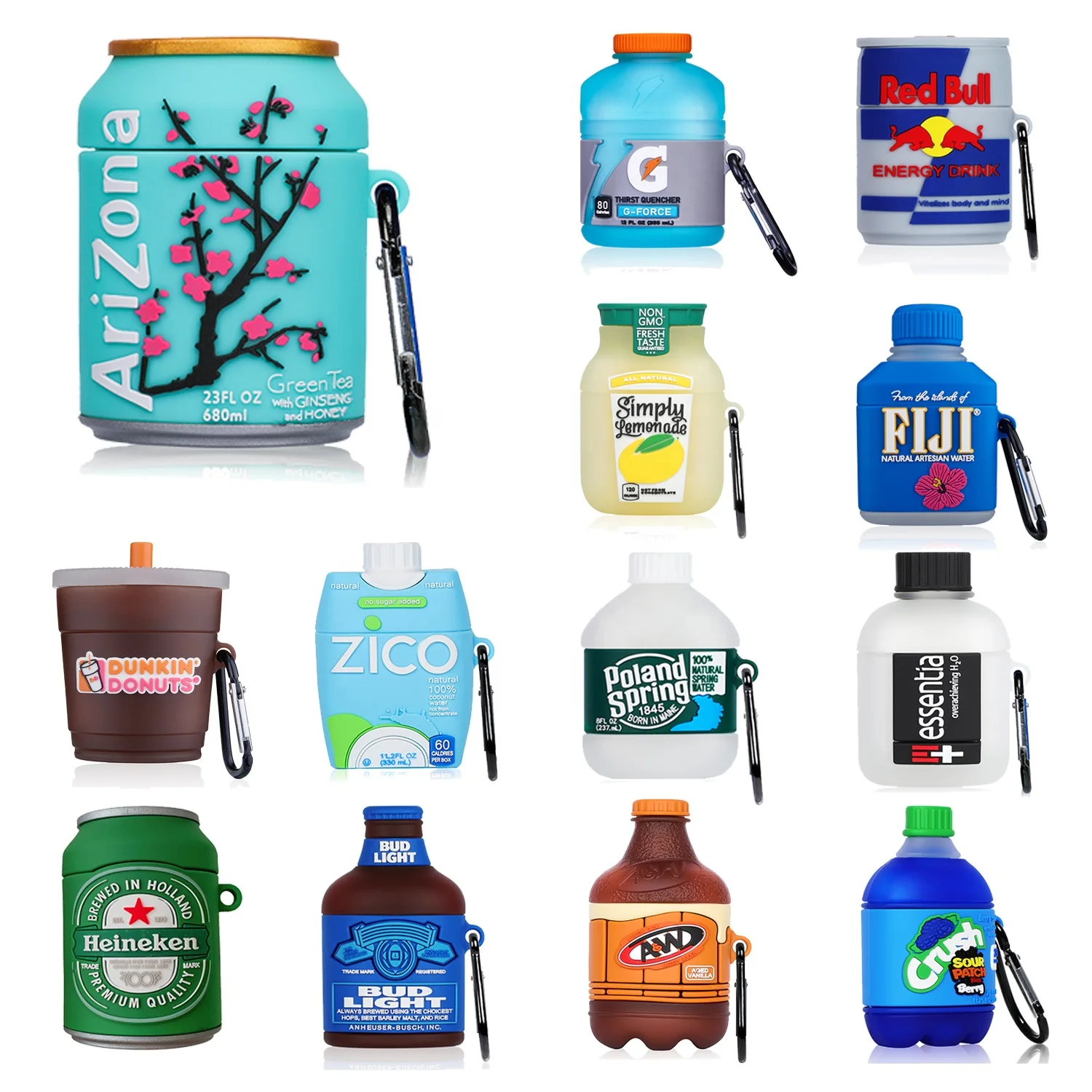 Дизайнерский чехол для Airpod с крючками и цепочкой, силиконовый 3D чехол для бутылки, портативные Смешные чашки для конфет и еды, чехол для Airpod 1/2