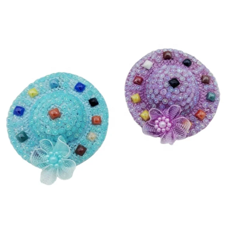Fashion  Lovely  Mini Hat Clip  With Plastic Stone  For  Girls Hair Ornaments