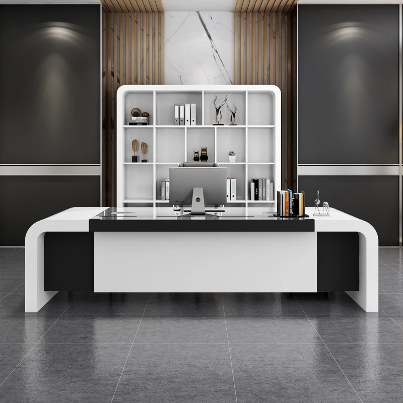escritorio de oficina L shaped Modern executive Office furniture boss office Table white desk commercial furniture schreibtisch