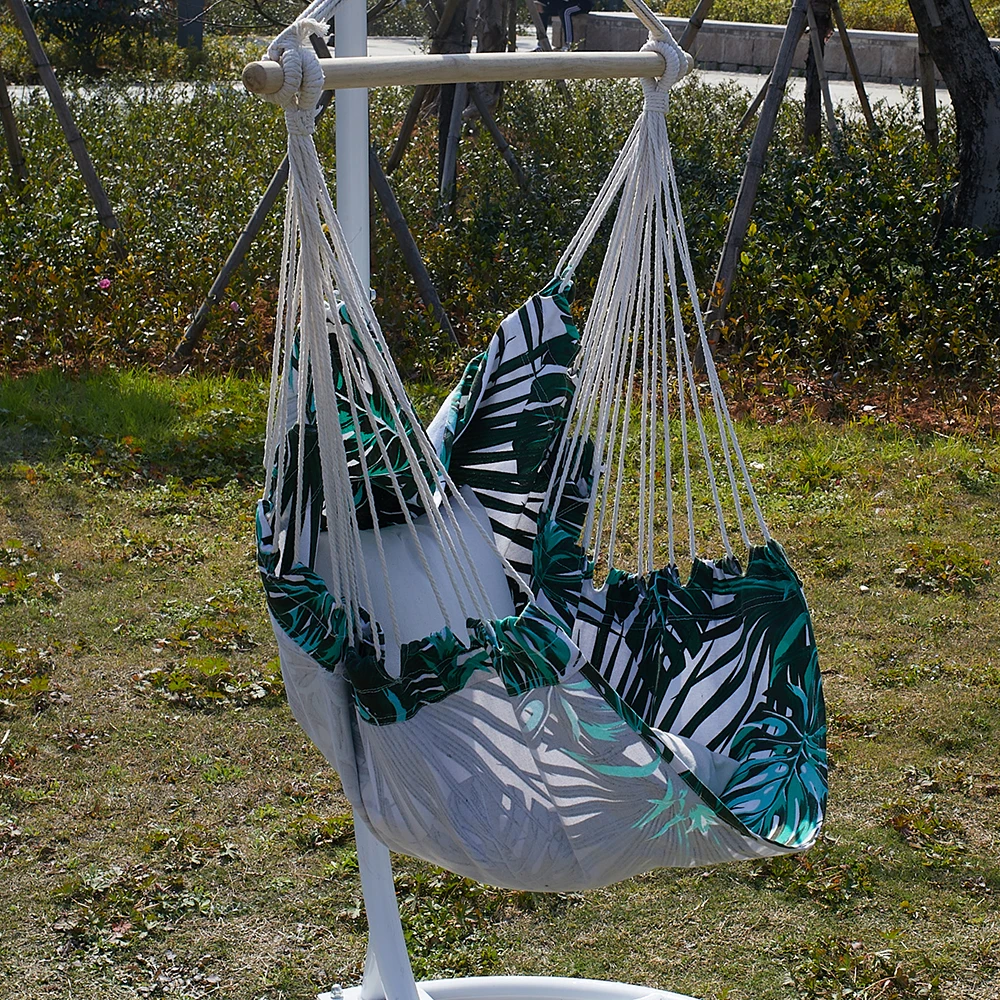 Hanging Rope Swing Outdoor Indoor Hanging Chair Macrame Swing Rope Round Hammock Chair