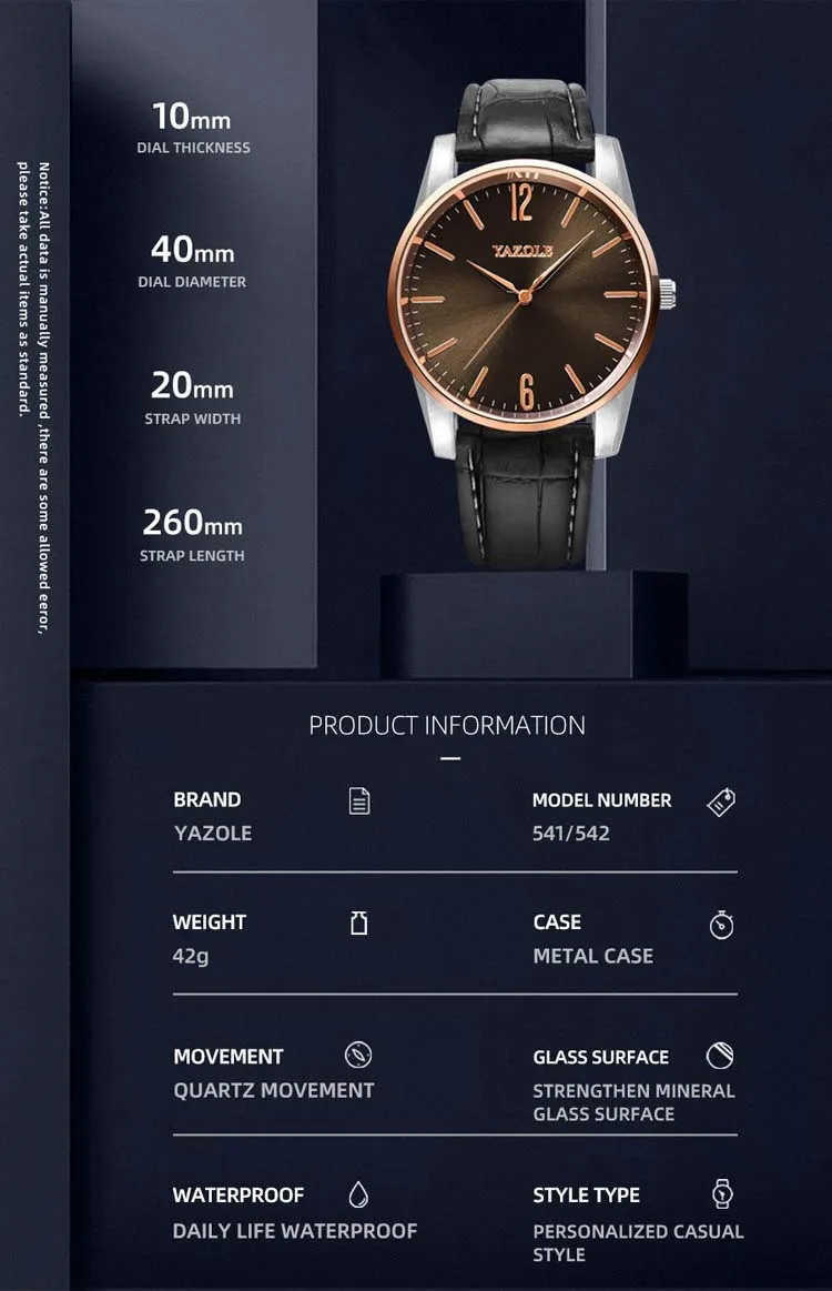 YAZOLE 542 fashion china mens quartz watch 2021 PU leather strap waterproofing analog display Simple Casual relogio musculino