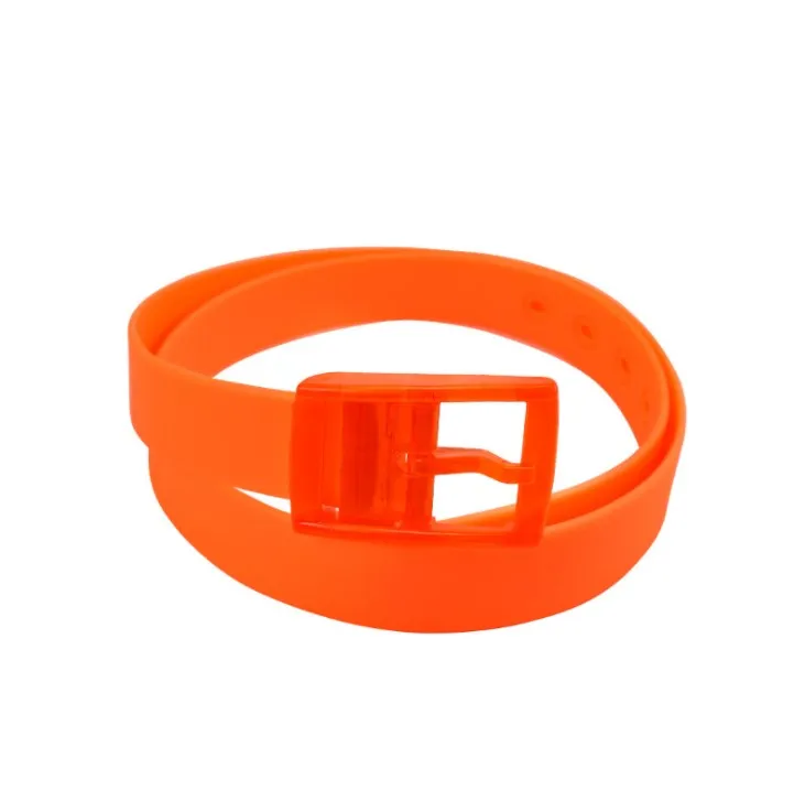 Unisex Colorful Plastic Buckle Silicone Waist Belt