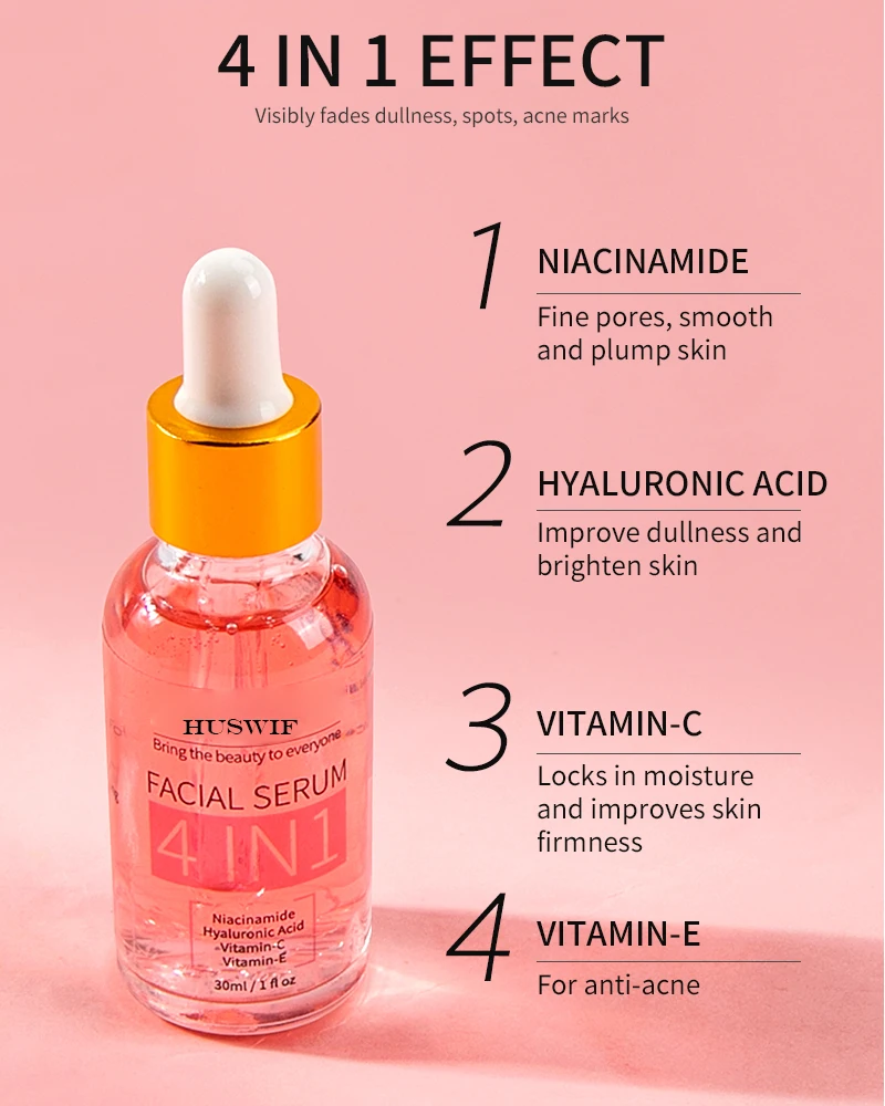 Wholesale Private Logo Anti Aging Reduce Wrinkle Brighten Niacinamide Hyaluronic Acid Viatmin C Serum For Face and Neck