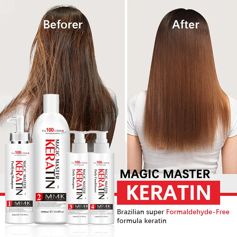 MMK Professional Salon Hair Care Set Hair Straightening Purple Cream Formaldehyde Free Blowout Brazilian Keratin Hair Treatment