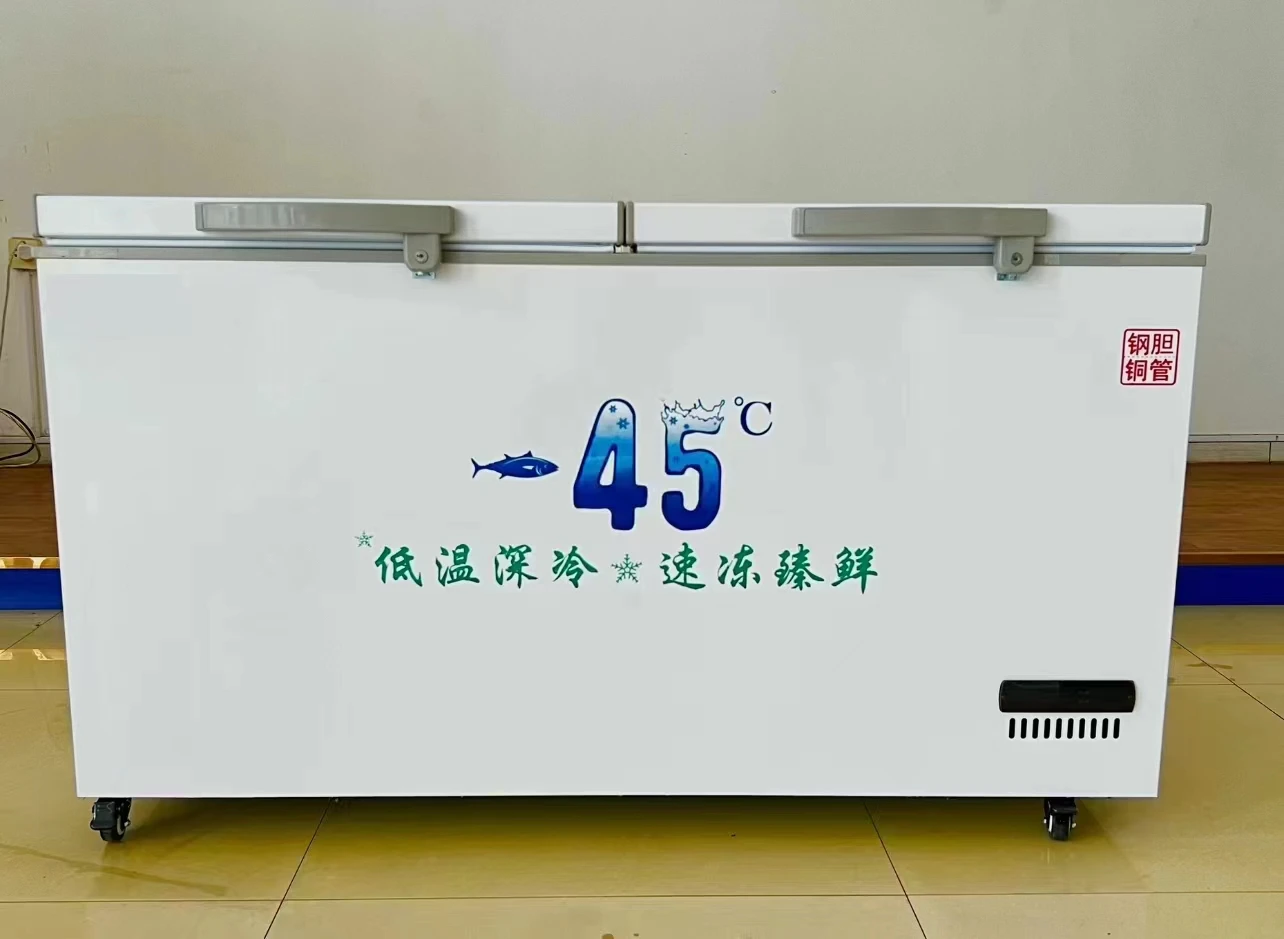 Commercial -45 -60 degree Ultra- Low Temperature Freezer For Seafood Storage Large Capacity Chest Horizontal Freezers For Sales