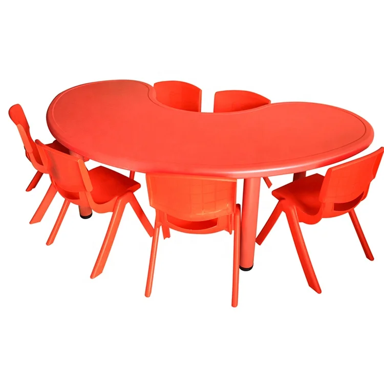 Children Colorful Plastic Baby Desks Moon plastic preschool table for kids