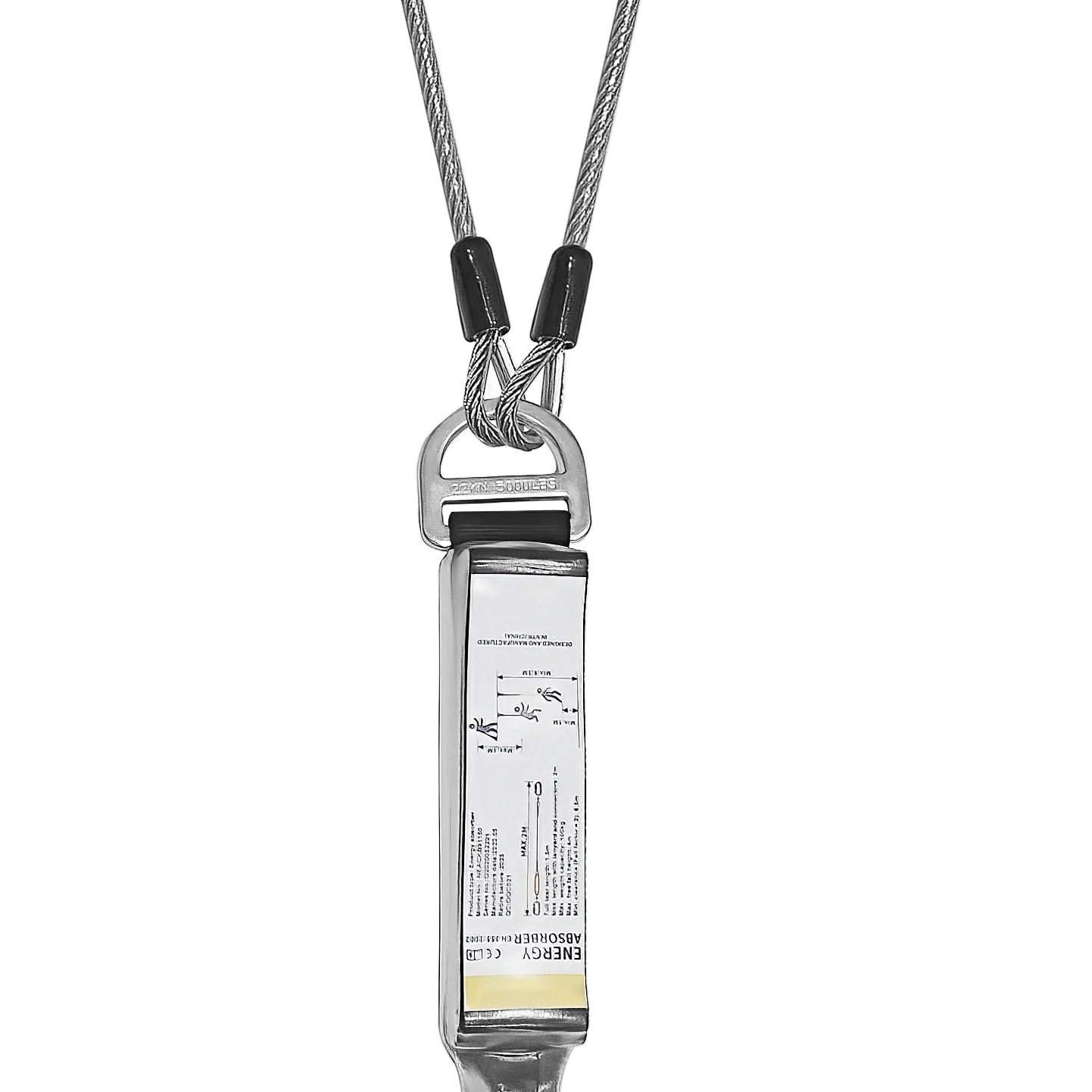 EN355 High quality fall protection double hook wire rope safety lanyard with shock absorber