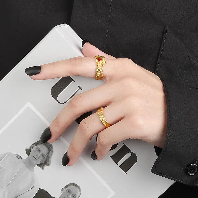 Savi Same Style gold ring design for woman in nepal Chunky 18 k plated rings women Finger