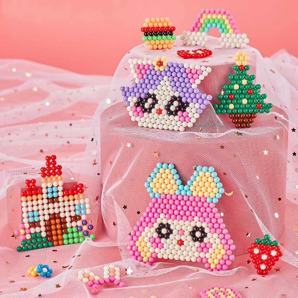 Handmade Art Creative Mist Magic Beads Toy Set, Educational Water Spray Sticky Fuse Beads DIY Toy for Kids