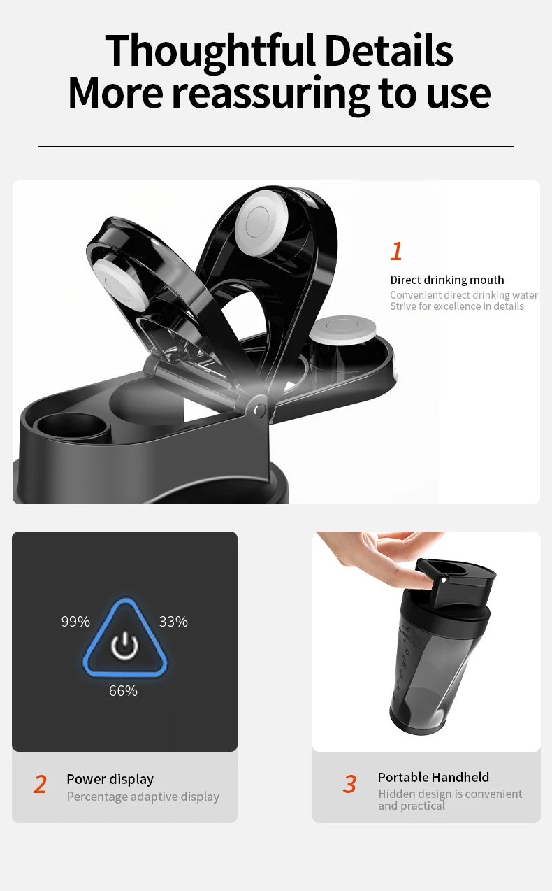 25oz Personal Blender for Shakes Smoothies BPA Free Leak proof Lid USB Rechargeable Fruit Juicer Mini portable blender