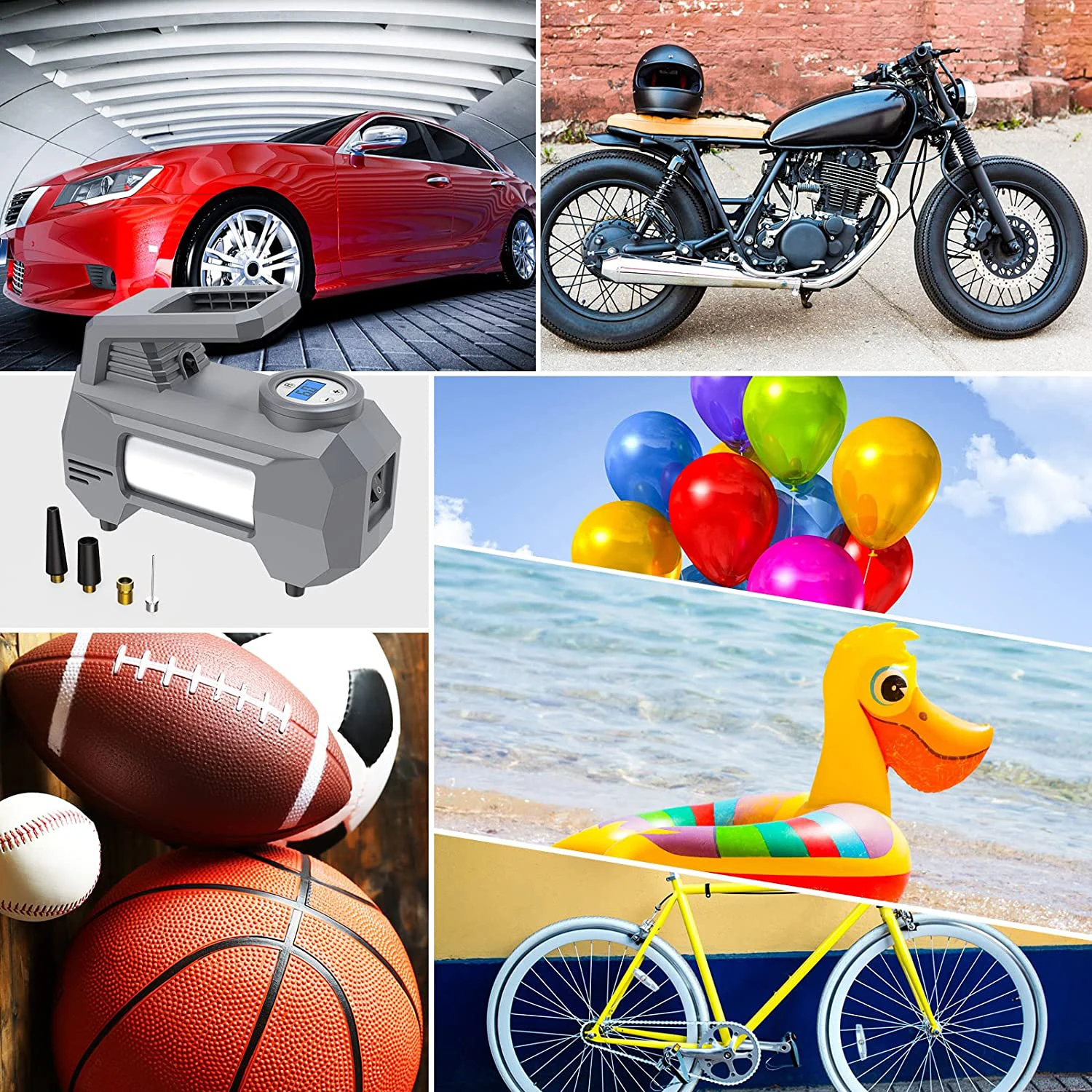 12V tyre inflator Air Pump Portable Car Air Compressor 150 PSI with Emergency LED Light for Car Motorcycle Bicycle