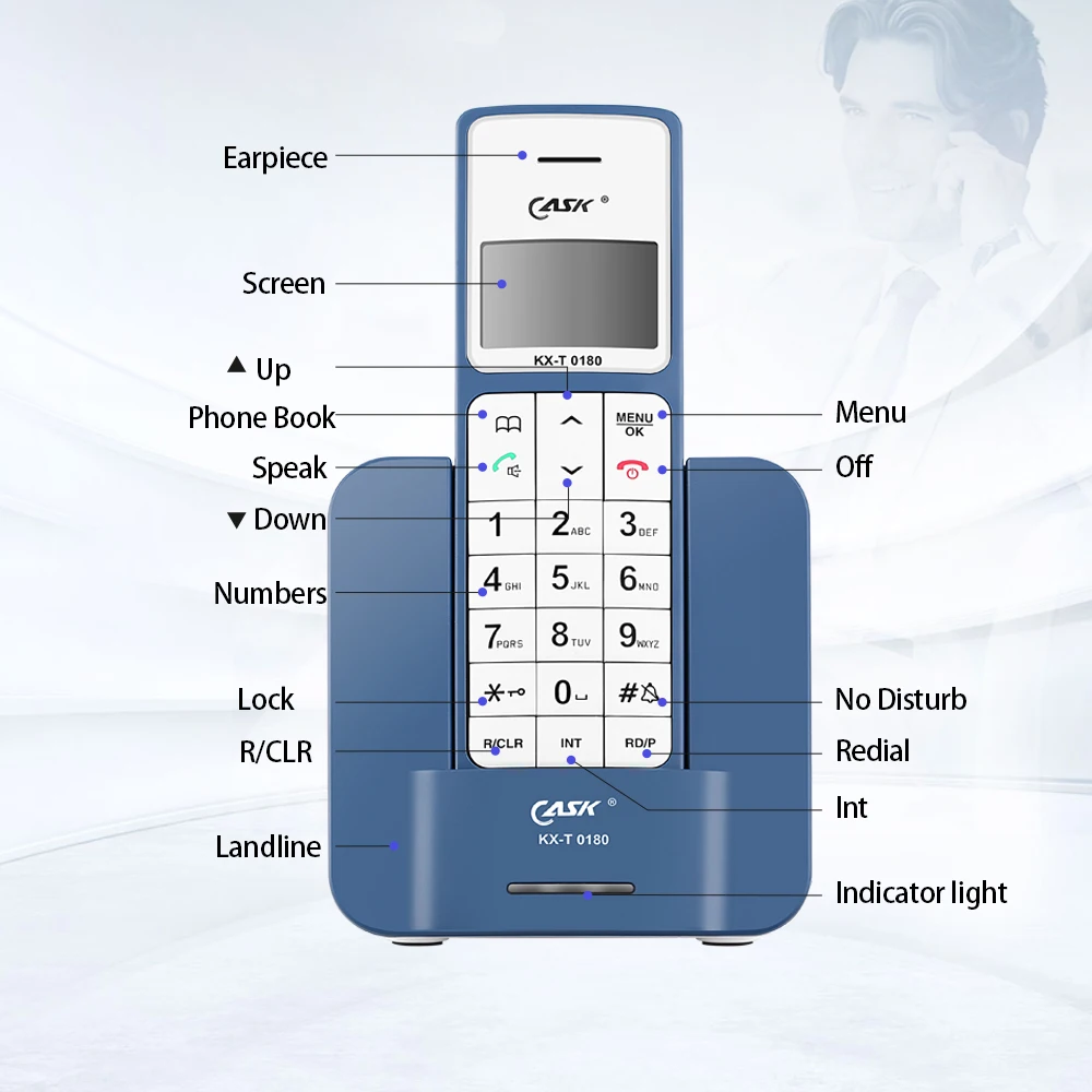 DECT6.0 расширяемый беспроводной телефонной системы с ЖК-дисплеем Caller ID стационарный телефон