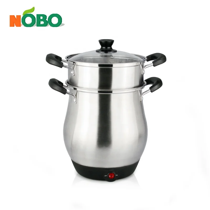 Portable multi-functional double layer electric steamer stainless steel rice cooker with glass lids