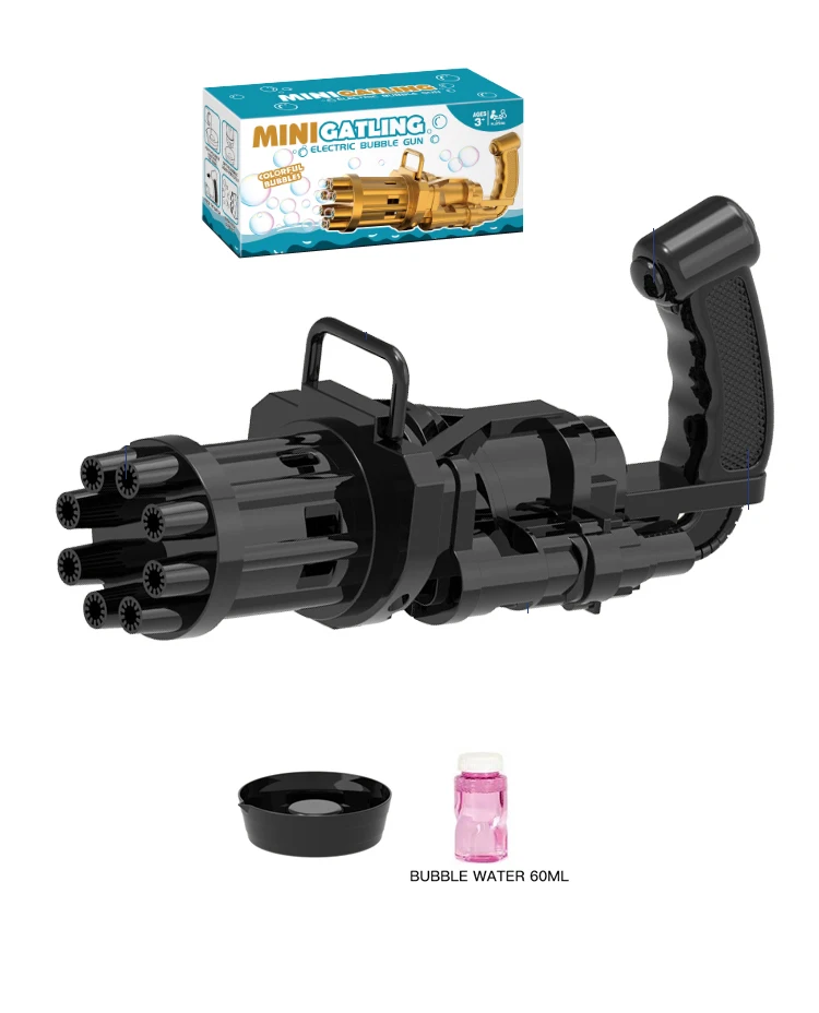 Environmental protection Bubble Gun Toys Children Indoor Outdoor play 8 Hole GATLING black Bubble Gun