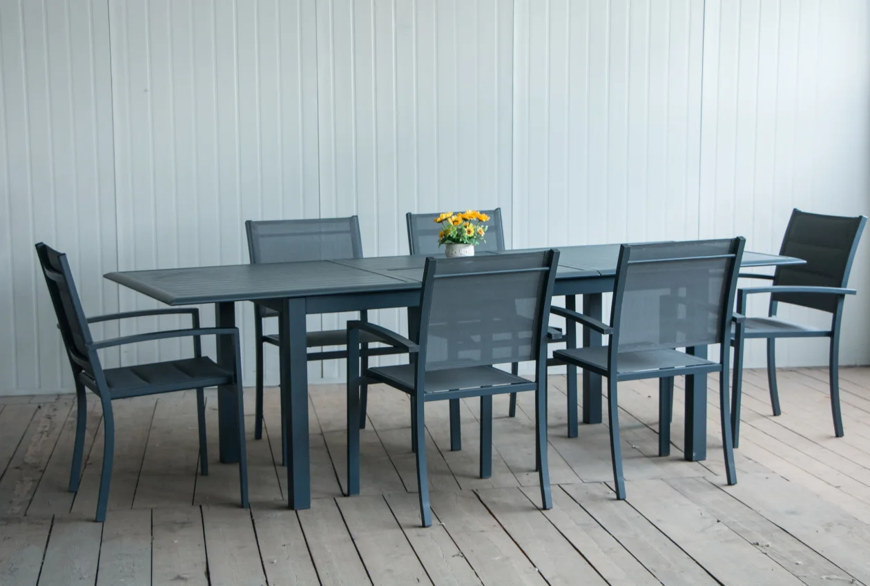Outdoor Patio Garden Extension Dining aluminum Slatted garden table