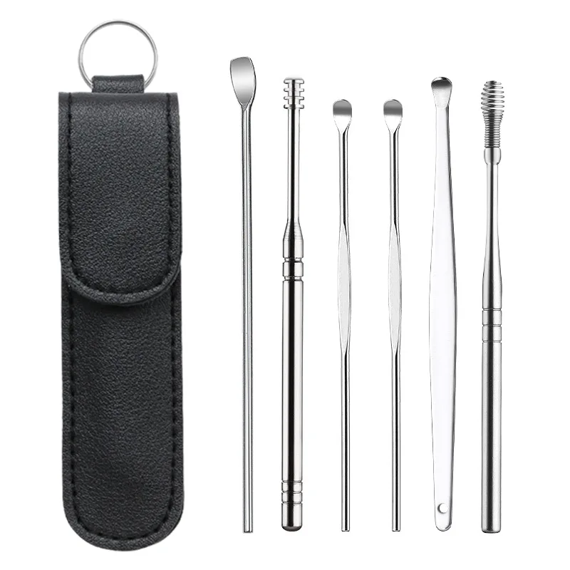 Oem Ear Pick Kit Ear Cleansing Tool Sliver Metal Ear Spoon Earwax Curette Remover Earpick Tool With Storage Box For Home Travel