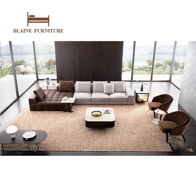Modern Fabric Sectional Reclining Couch Living Room Sofa Set With Chaise